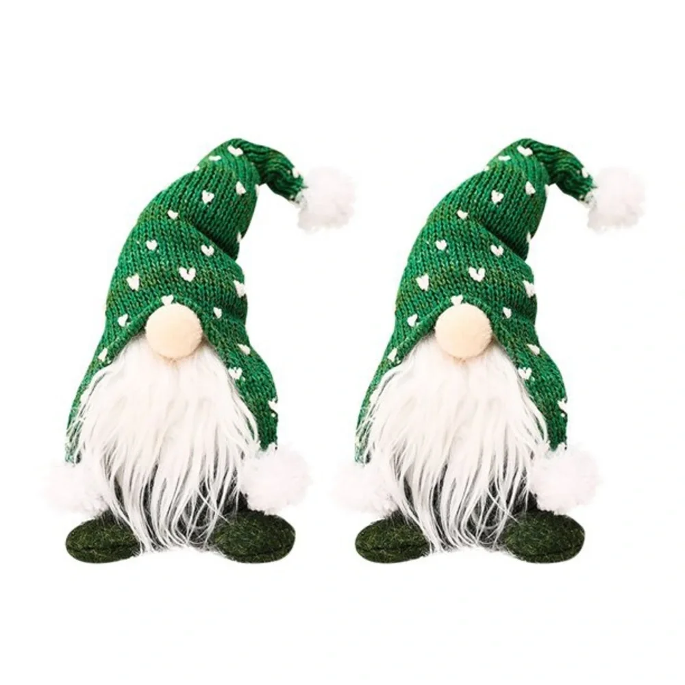 New Handmade Cute Green White Home Decor Linen Polyester Gnome Elf Doll Figurine